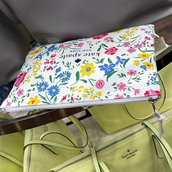 Kate Spade Large Canvas Floral Print Zip Pouch - Picture 8 of 16